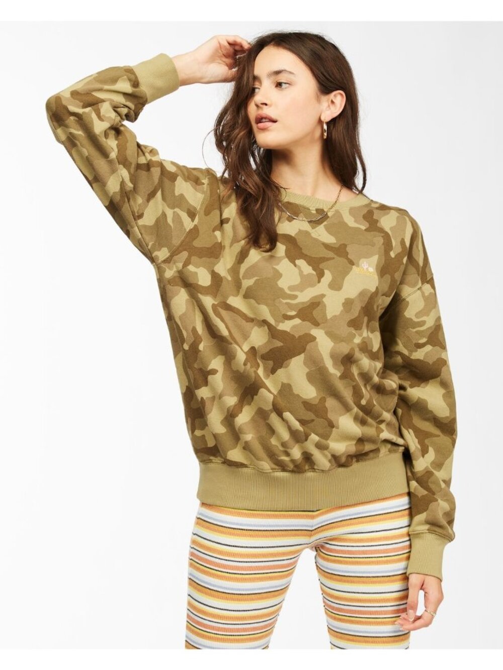 Billabong After Surf Sweatshirt Medium Crewneck Pullover Camo Trooper Relaxed